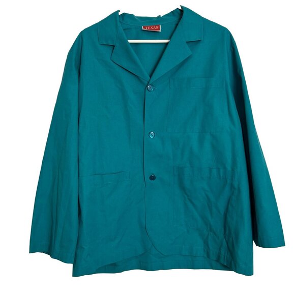 Vintage Lot 3 Texas Uniform Lab Coats Mens Size Medium Green Yellow Tan USA - Picture 4 of 12